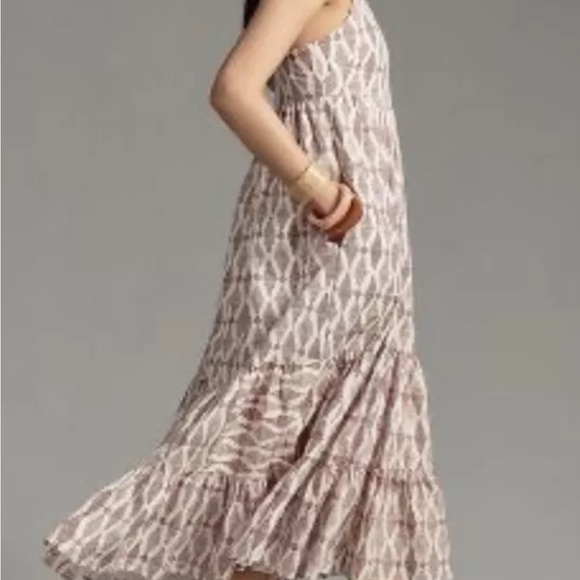 Anthropologie Square-Neck Tiered Midi Dress Size X-Large - Picture 2 of 9